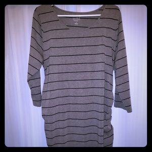 Striped blk and grey long sleeve maternity Dress